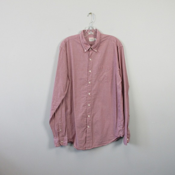 J. Crew Secret Wash Classic Button Down Shirt Men L T Red Pinstripe LS 240 - Picture 1 of 13